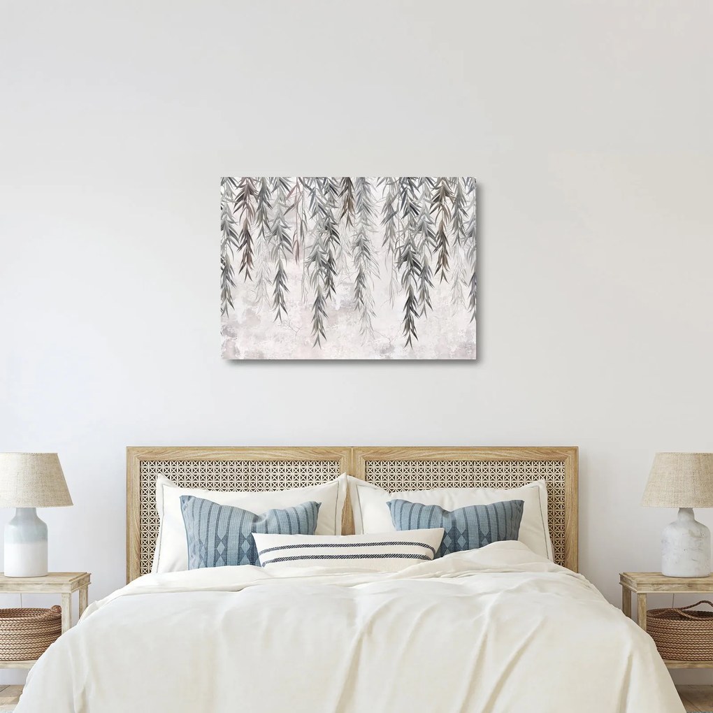 Kép - Fűzfa gallyak szürke vakolatban (üvegen) (70x50 cm)