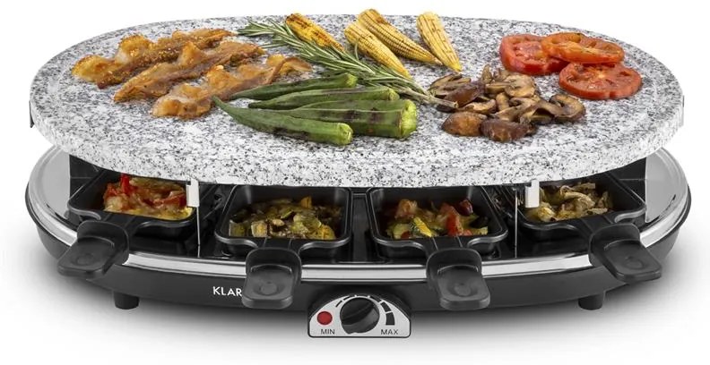 Klarstein Steaklette, raclette grill, 1500 W, gránitlappal, 8 személyre