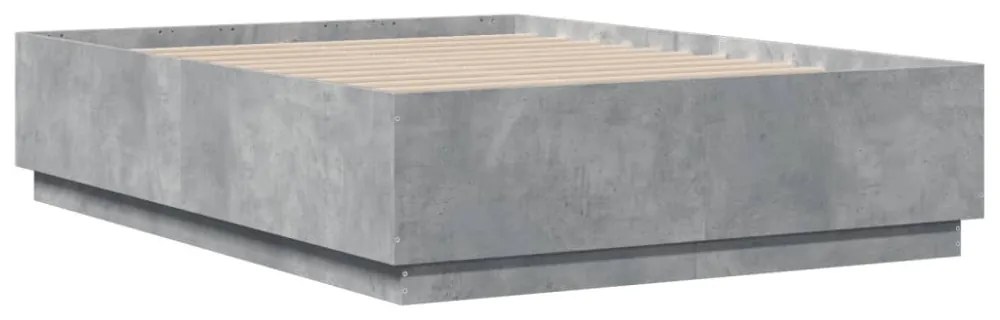 betonszürke szerelt fa ágykeret 135 x 190 cm