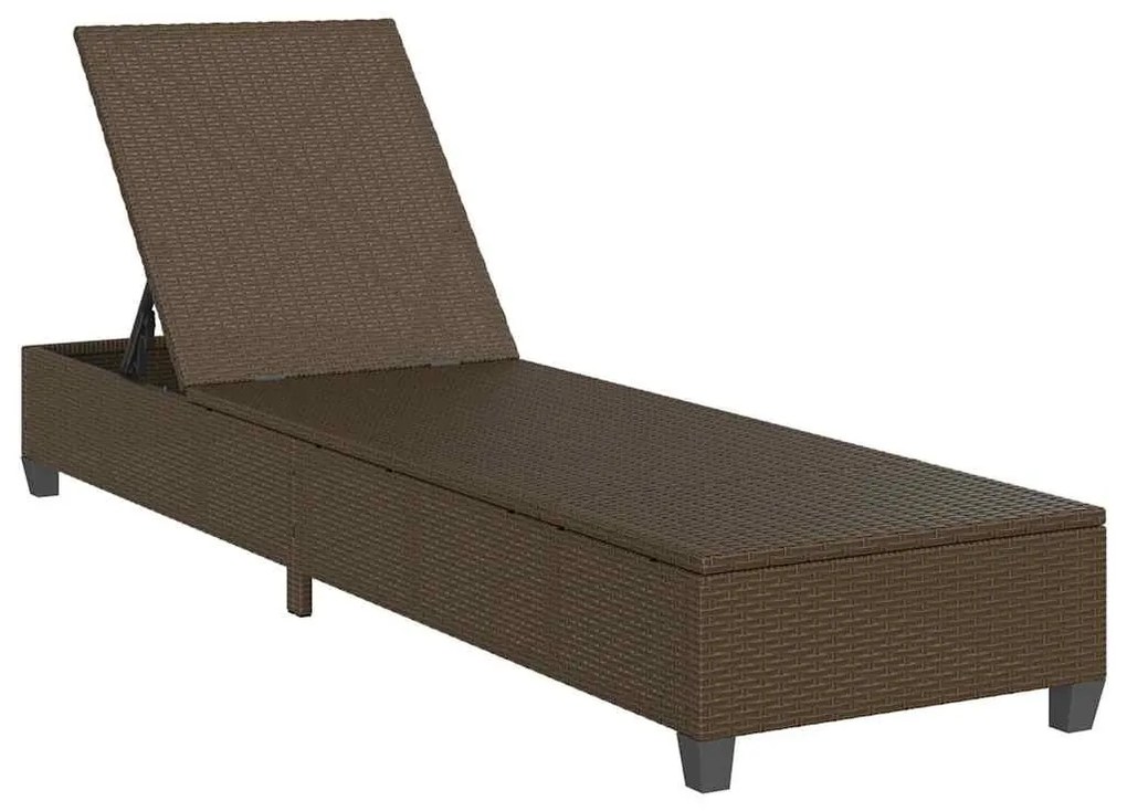 barna polyrattan napozóágy párnákkal 55x200x25,5 cm