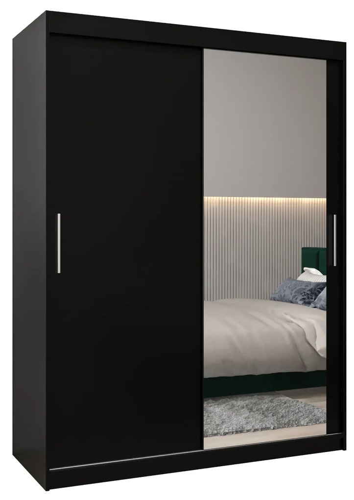 Ruhásszekrény 150 cm Toki 2 (matt fekete + matt fekete). 1064990