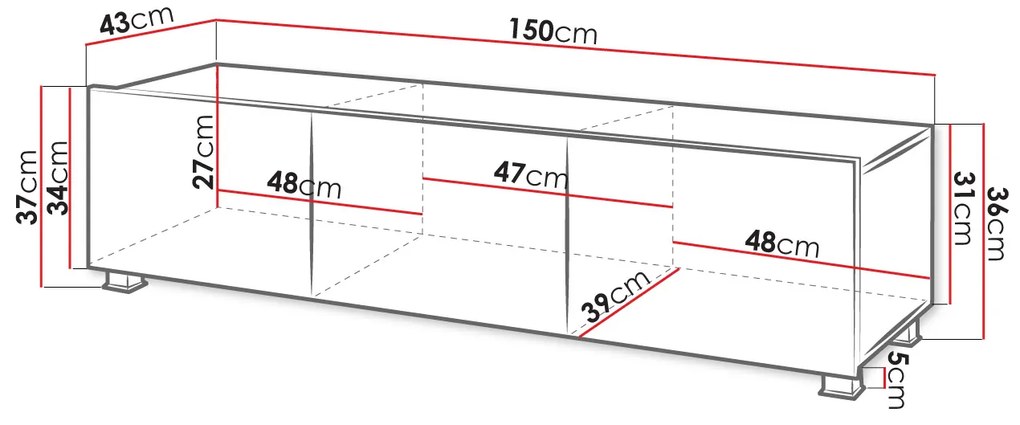 TV asztal/szekrény Brenali 150 BR04 (arany tölgy). 1053841