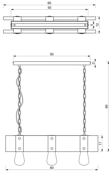 Csillár láncon SODER 3xE27/60W/230V