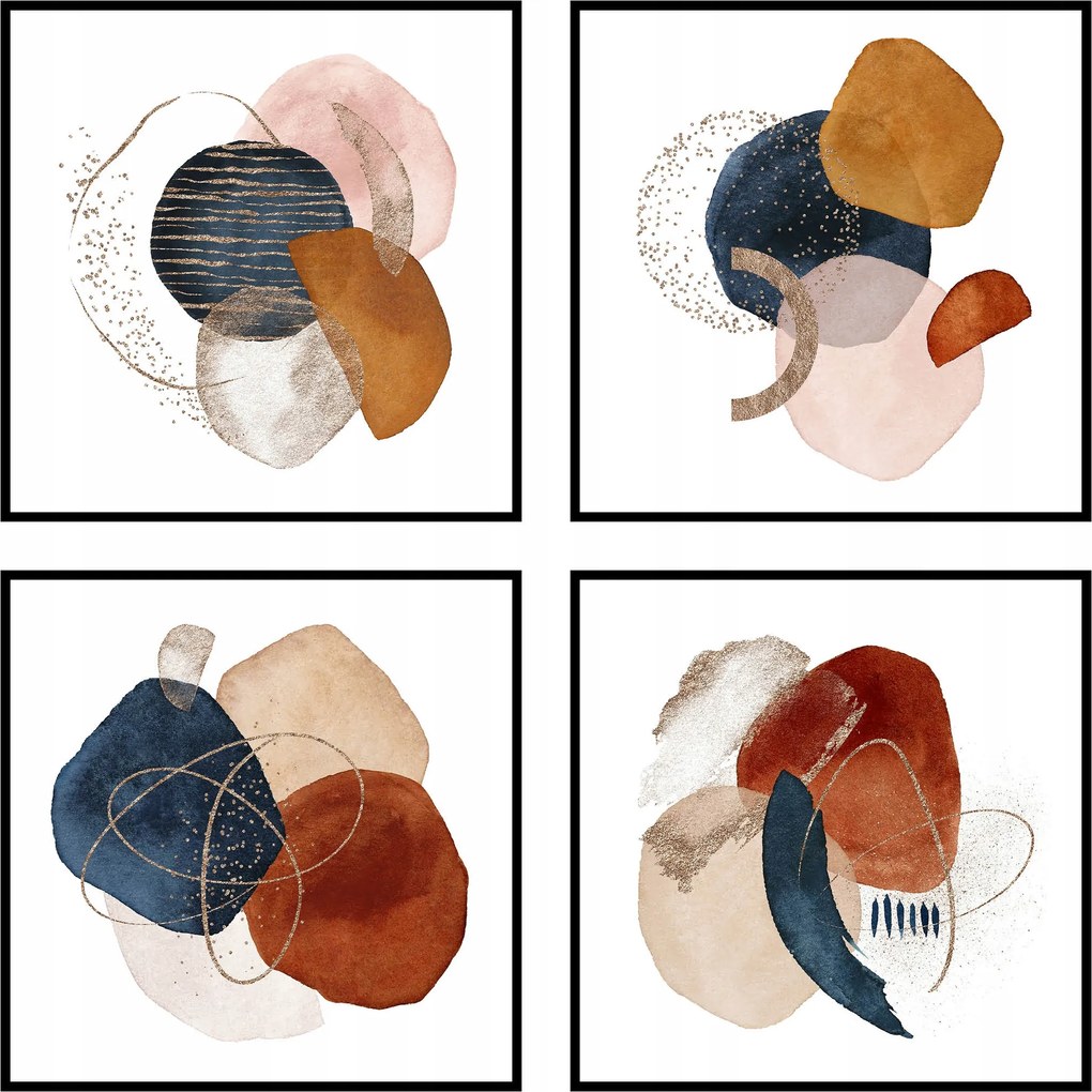 4 db-os négyzet poszter szett 20x20 absztrakt színes