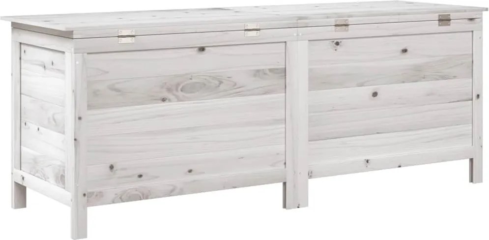 vidaXL fehér tömör fenyőfa kerti tárolóláda 150x50x56,5 cm