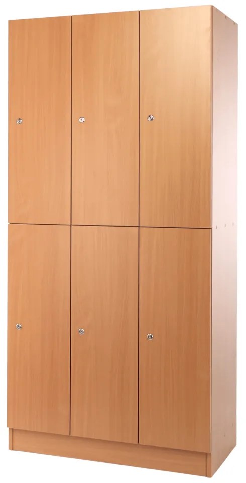 Visio fa szekrény - 6 doboz, 90 x 45 x 185 cm, hengeres zár, bükkfa