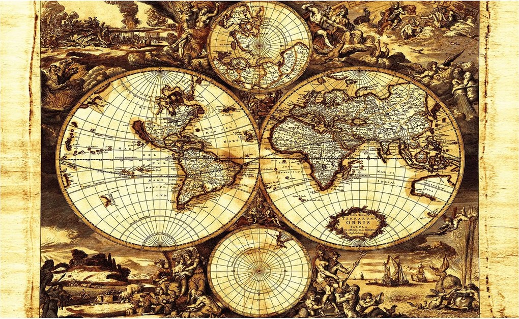 Fotótapéta Világtérkép retro vintage vinil 368x254 ideális iroda +ragasztó