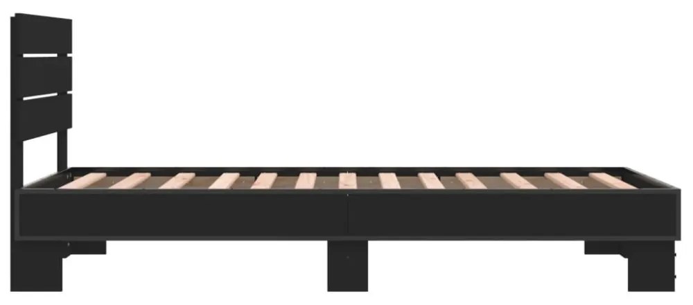 fekete szerelt fa és fém ágykeret 75 x 190 cm