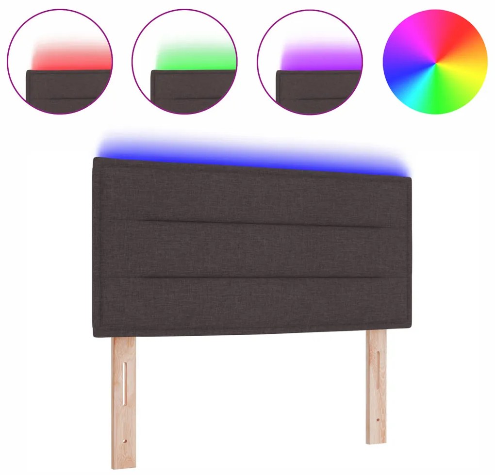 LED ágytámla LED -es lámpákkal sötétbarna 100 cm szövet