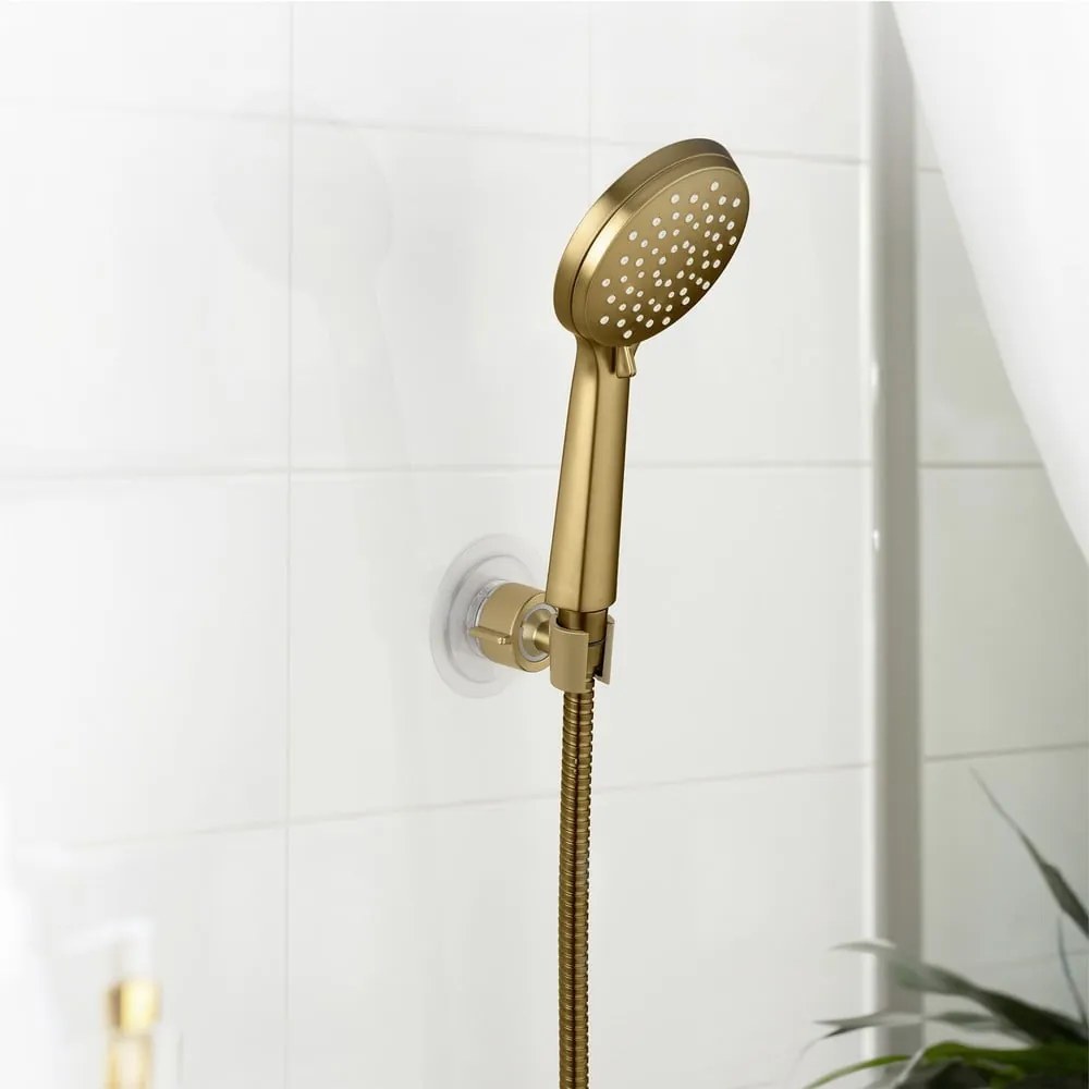 Aranyszínű öntapadós műanyag zuhanyfej tartó Libertà – Wenko