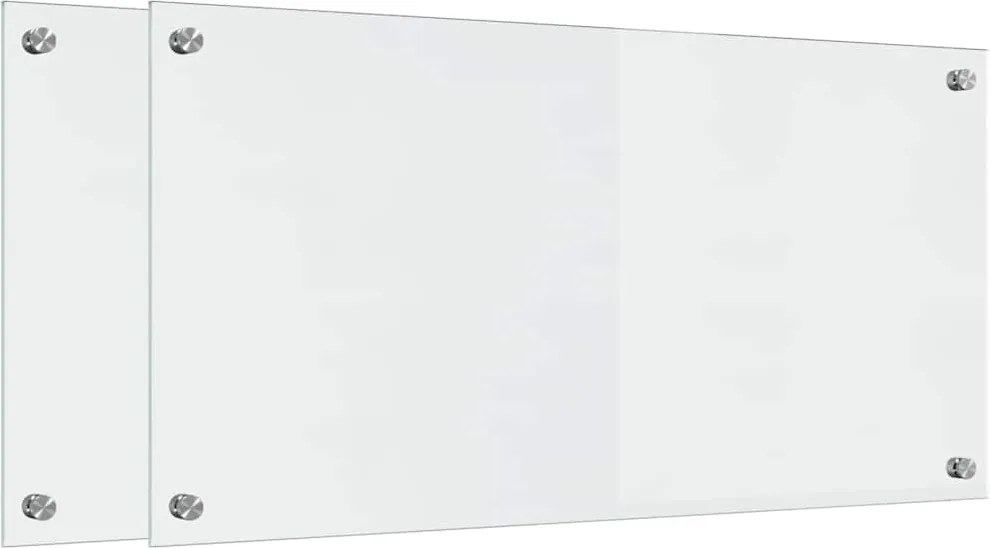 vidaXL Konyhai splashback 2 pcs Átlátszó 80 x 40 cm edzett üveg