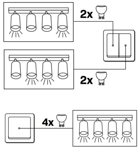 Spotlámpa BAMBOO 4xGU10/10W/230V fekete