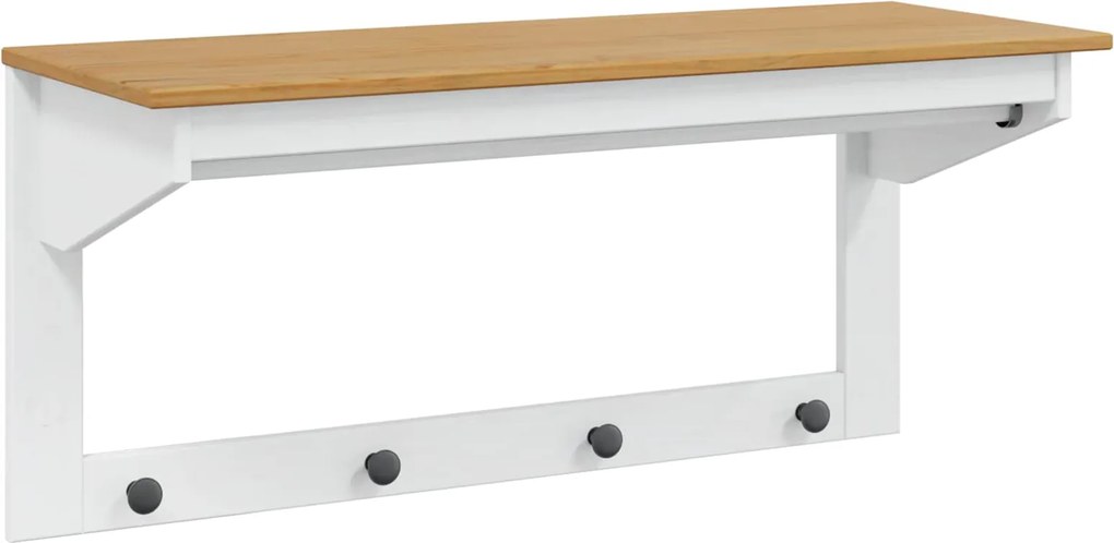vidaXL Kabáthorog Fehér és mézbarna 90 x 35 x 41.5 cm Tömör fenyőfa
