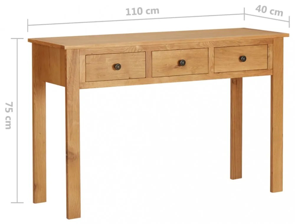 tömör tölgyfa fésülködőasztal 110 x 40 x 75 cm