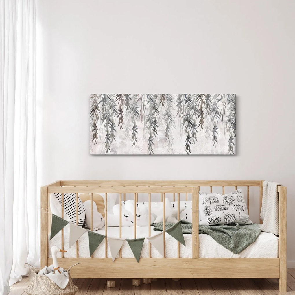 Kép - Fűzfa gallyak szürke vakolatban (120x50 cm)