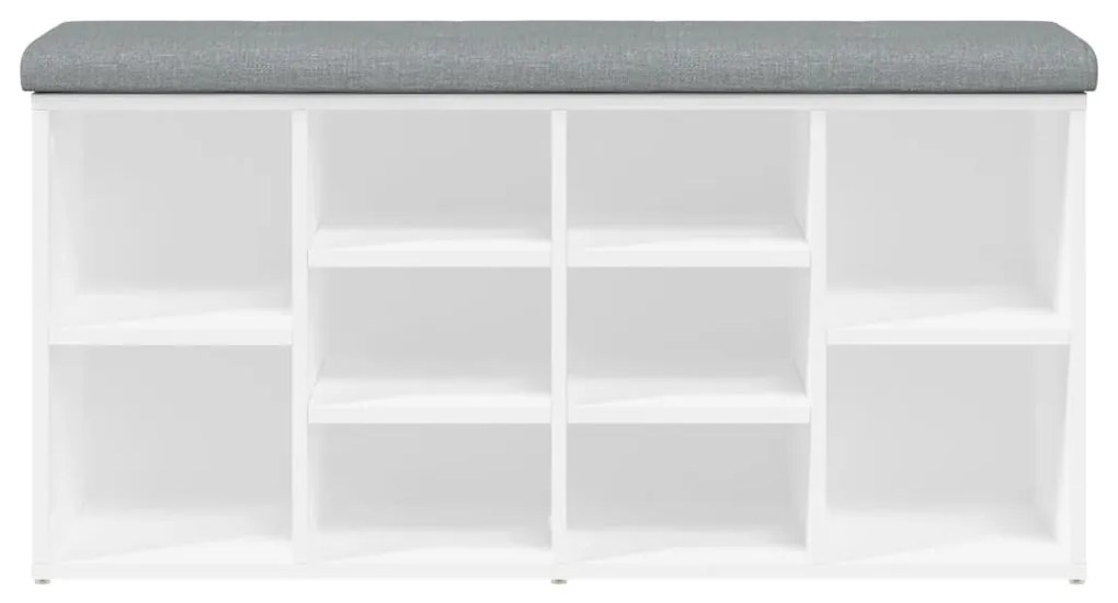 fehér szerelt fa cipőtároló pad 102 x 32 x 50 cm