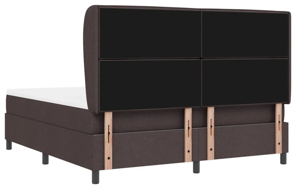 vidaXL Boxspring Ágy Matrac nélkül Sötétbarna 180x200 cm Szövet
