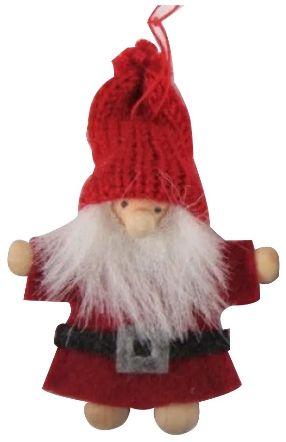 Piros ruhás textil mikulás, akasztóval 9cm