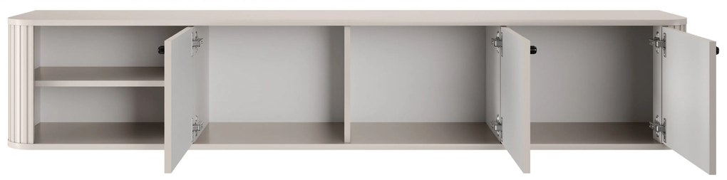 Vesper fali TV szekrény 187 cm háromajtós - kasmír / fekete fogantyú