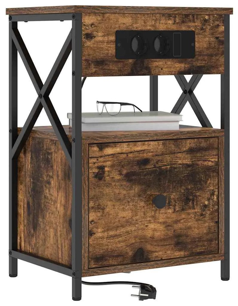 Éjjeliszekrény 2 pcs Füstölt tölgy 40 x 31 x 60 cm Faanyag