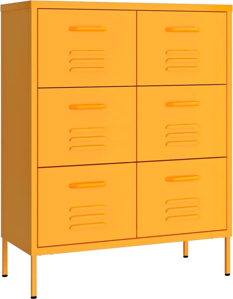 vidaXL mustársárga acél fiókos szekrény 80 x 35 x 101,5 cm