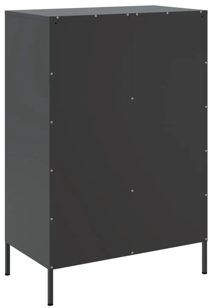 fekete acél magasszekrény 68 x 39 x 101,5 cm