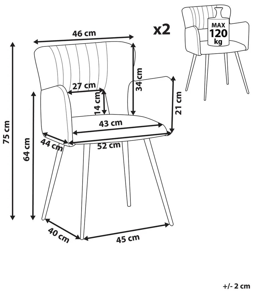 Étkezőszék készlet (2 db) Shelba (fehér) . 1075764