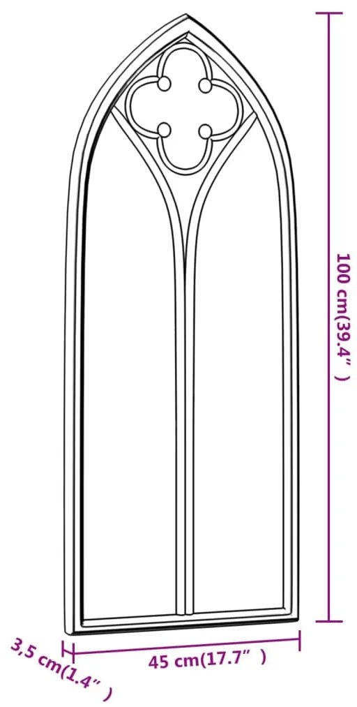 fekete vas kerti tükör kültéri használatra 100 x 45 cm