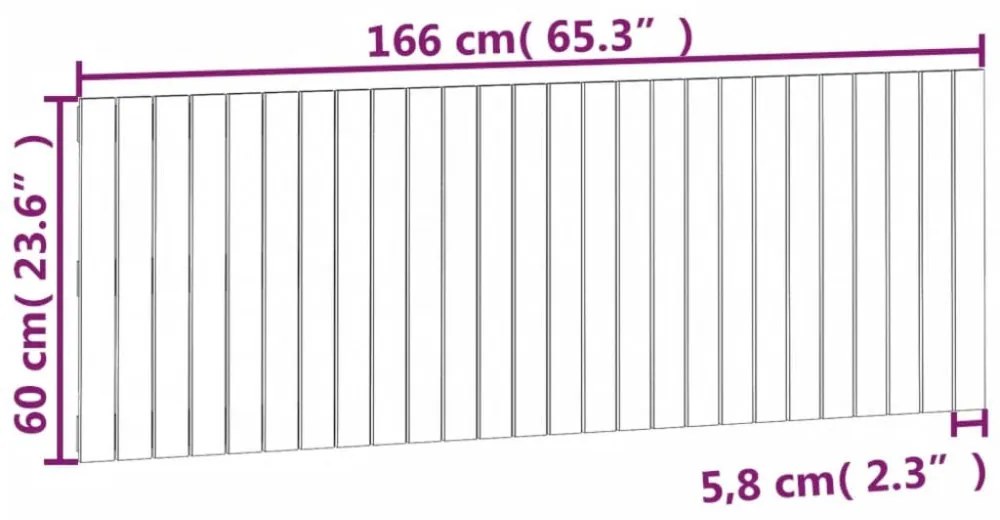 fekete tömör fenyőfa fali fejtámla 166 x 3 x 60 cm