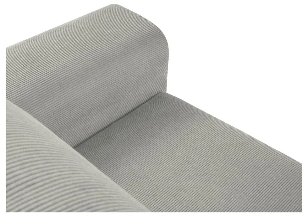 Világosszürke kordbársony kinyitható tárolóhelyes sarokkanapé (bal oldali-heverő résszel) Kyoto – Cosmopolitan Design