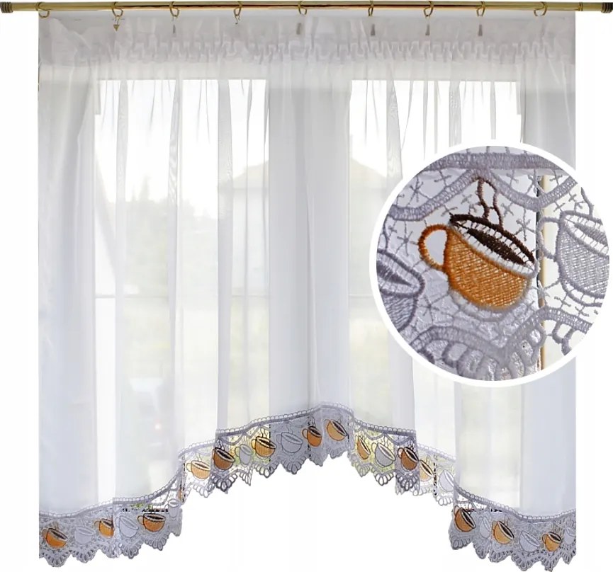 Gipszkarton fátyol Kávé függöny a konyhába 300x100