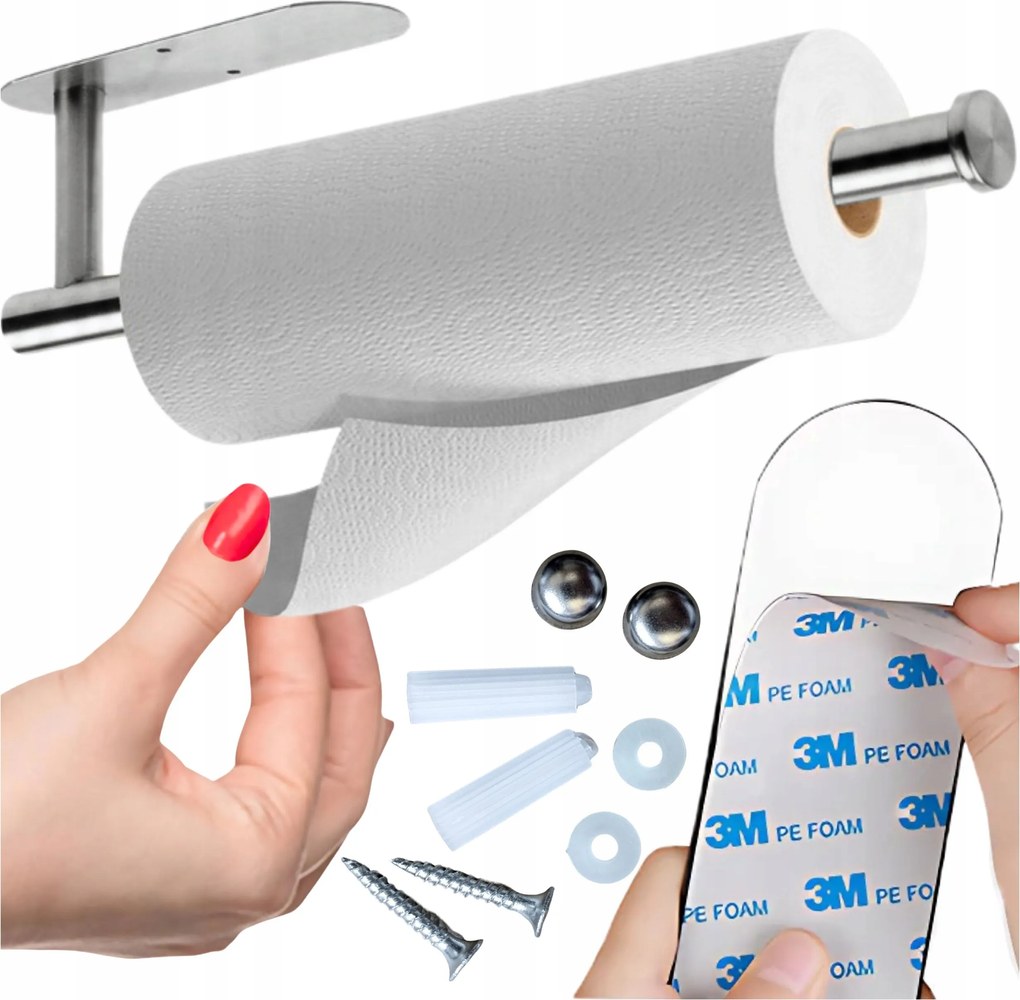 Konyhai papírtörölköző tartó Ezüst öntapadós Loft