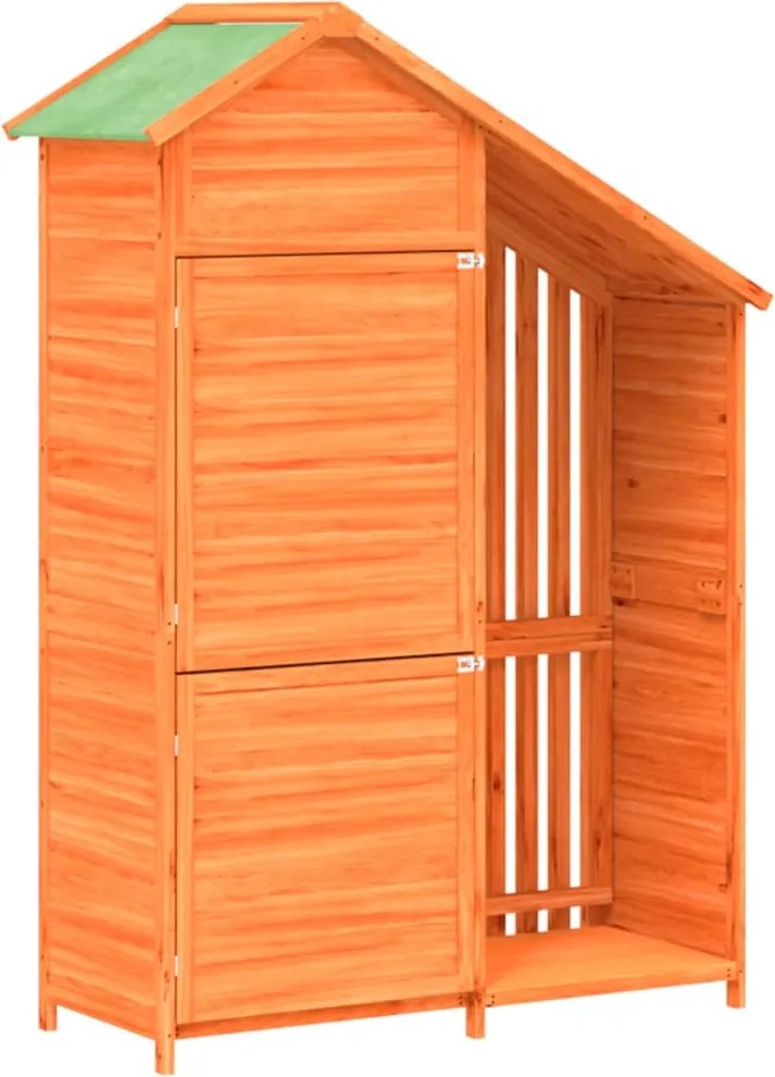 vidaXL barna tömör fenyőfa kerti szerszámtároló 120 x 53,5 x 170 cm