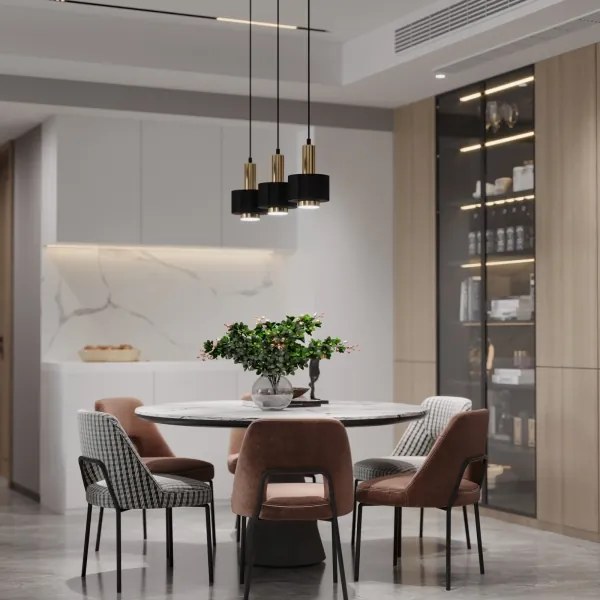 Csillár zsinóron RIF LUX 1xGX53/12W/230V átm. 15 cm fekete/fényezett króm