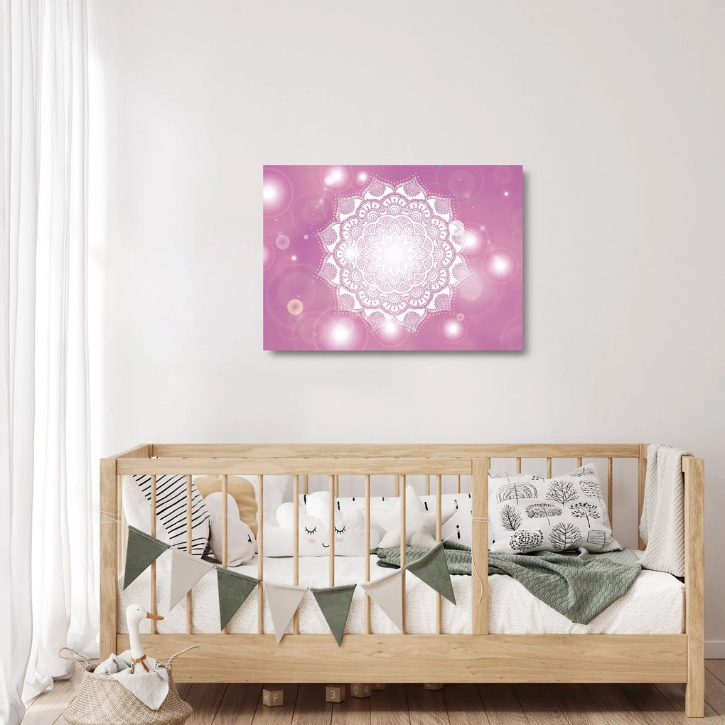 Egy mandala képe rózsaszín háttérrel (üvegen) (70x50 cm)