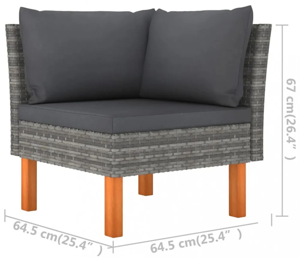 5 részes szürke polyrattan kerti ülőgarnitúra párnákkal