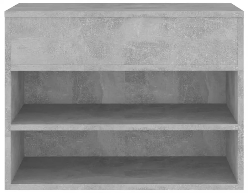 betonszürke szerelt fa cipőtároló pad 60 x 30 x 45 cm