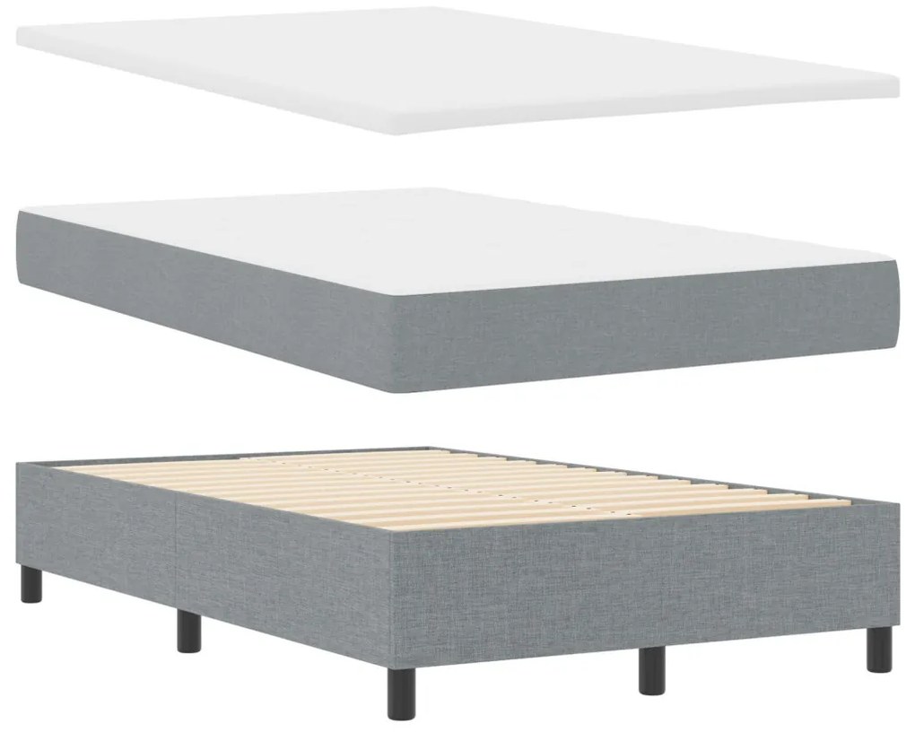 Box Spring Ágy Mattal Világosszürke 120x200 cm Szövet