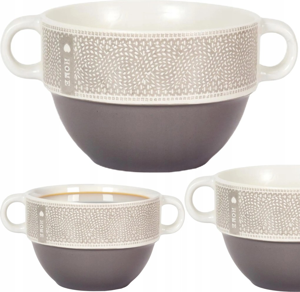 Home Duo taupe leveses tál Kanál leveshez 500 ml Gulyás leveses tálka 12,5 cm