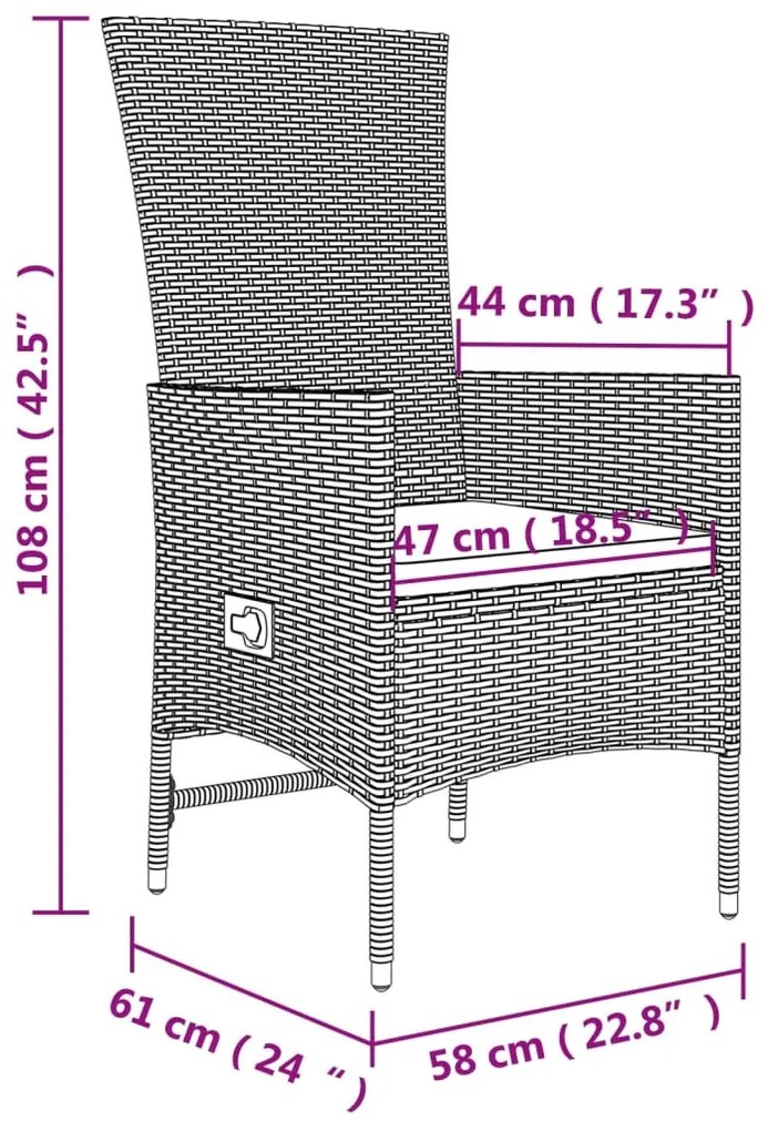 5 részes bézs polyrattan kerti étkezőgarnitúra párnákkal
