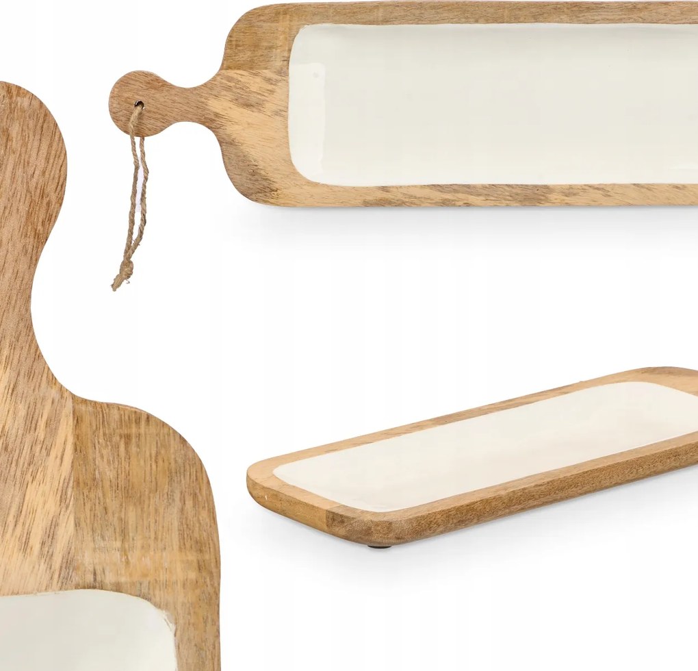 Fa Tálca Sajtok És Snackek Tálalásához, Fehér Kivitelben