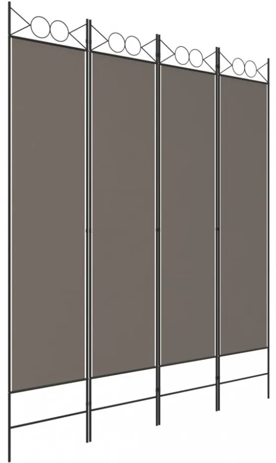 4 paneles antracitszürke szövet térelválasztó 160 x 200 cm