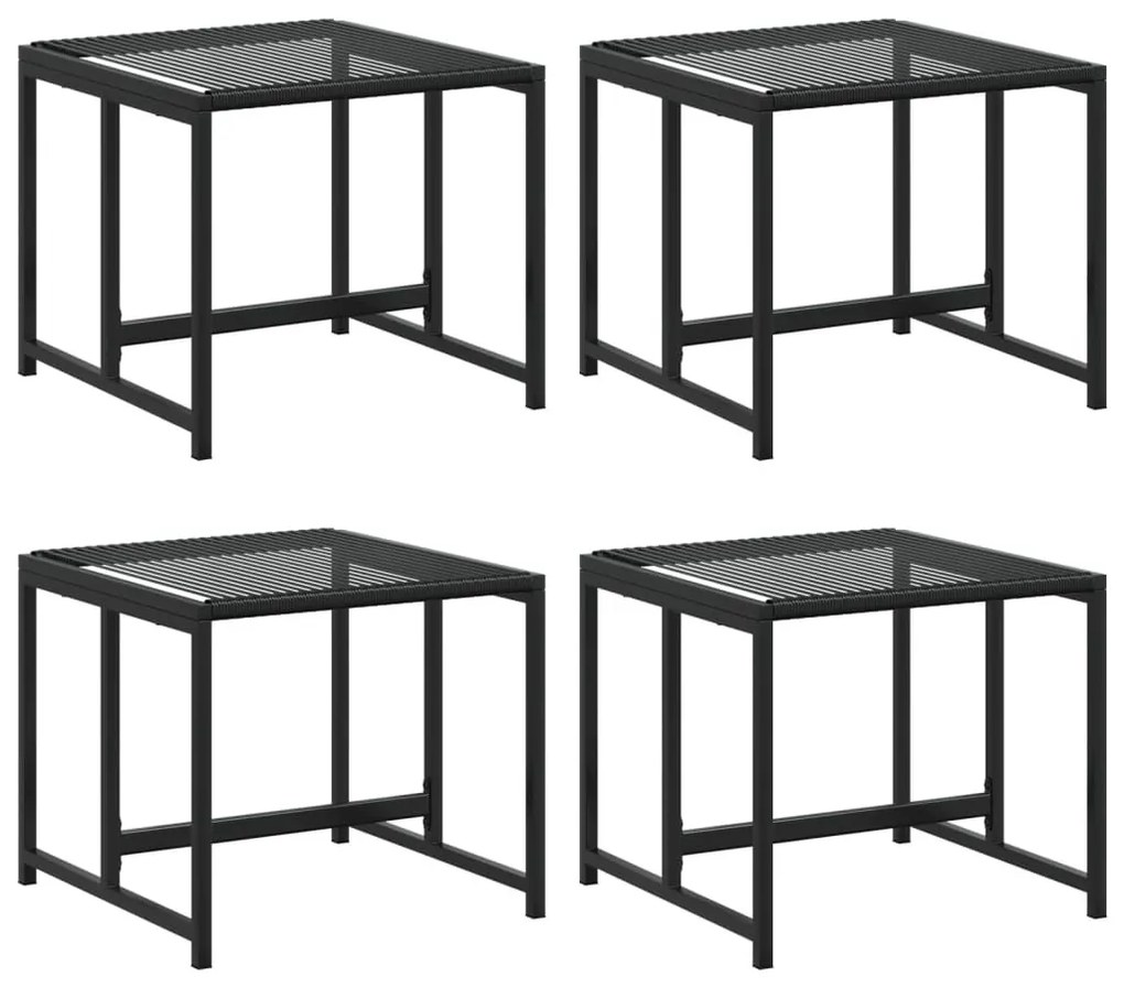 4 db fekete polyrattan kerti ülőke