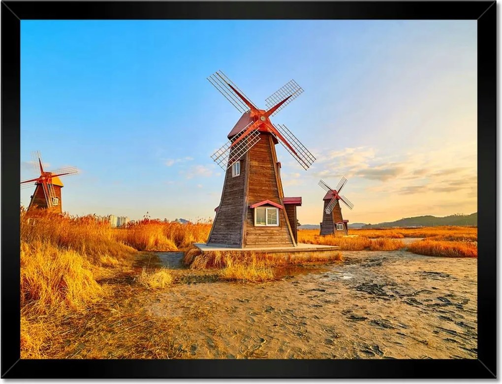 Poszterek keretben 40x30 Fa szélmalom Tájképek