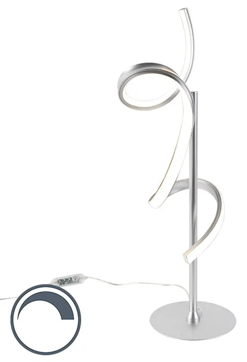Design asztali lámpa ezüst LED-del és dimmerrel - Krisscross