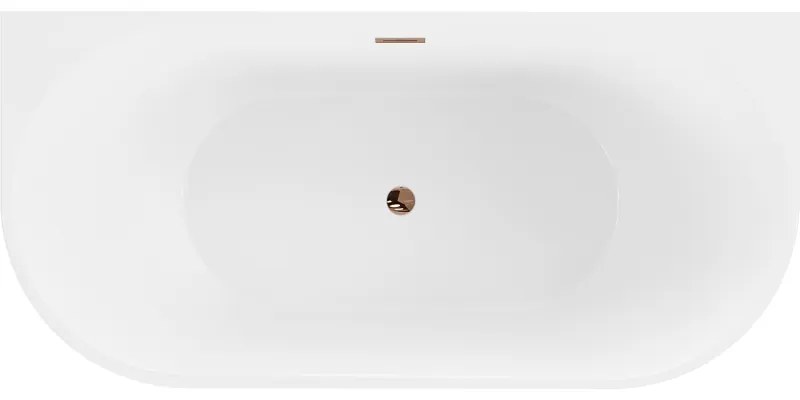 Mexen Oval, szabadon álló falra szerelhető kád 170 x 80 cm, fehér-fekete, rózsaszín arany túlfolyó, 52671708075-60