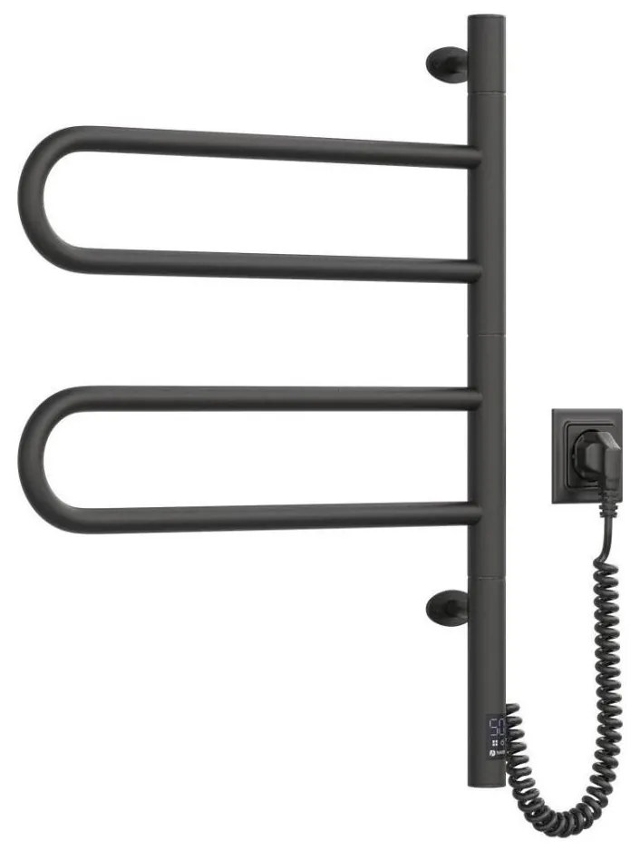 Elektromos forgatható törölközőszárító FOUETTE 128W/230V 64,6 cm IP44 fekete