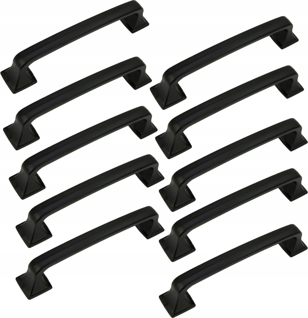 10 x Bútorfogantyú fekete 96 mm fém konyhabútor tartó