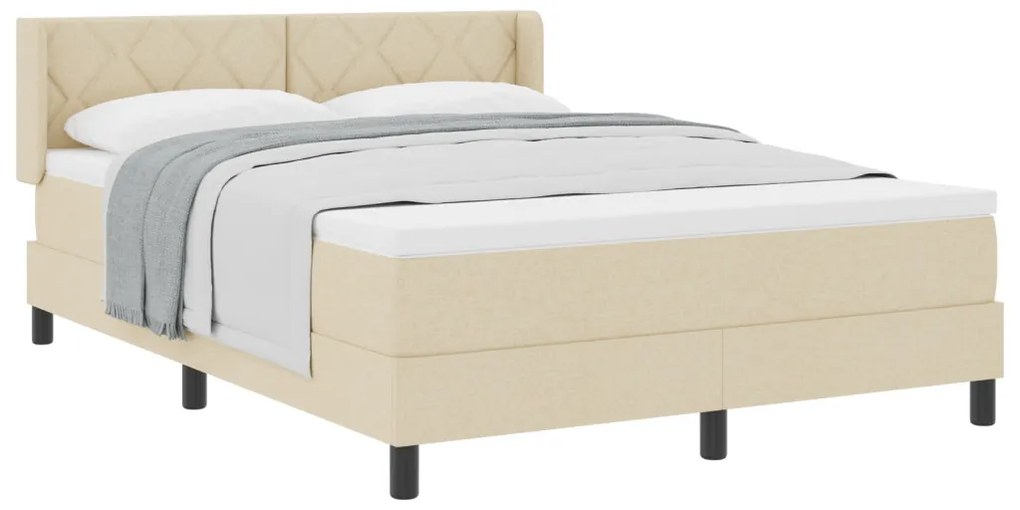 Boxspring Ágy Matrac-kal - Krém, 140 x 200 cm, Szövet