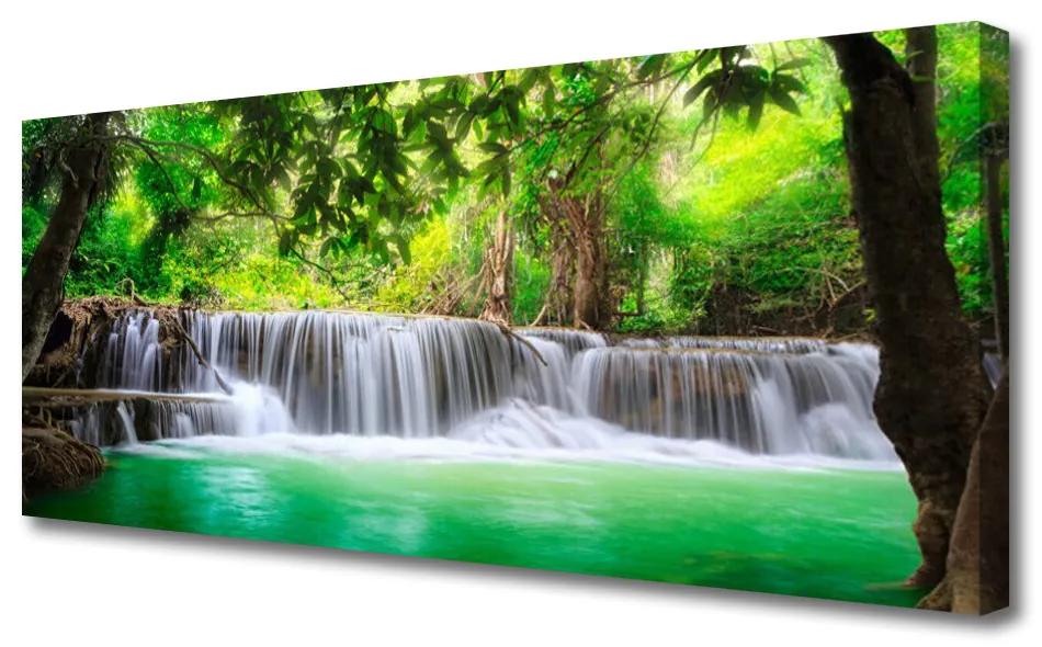 Vászonkép nyomtatás Vízesés Lake Forest Nature 120x60 cm